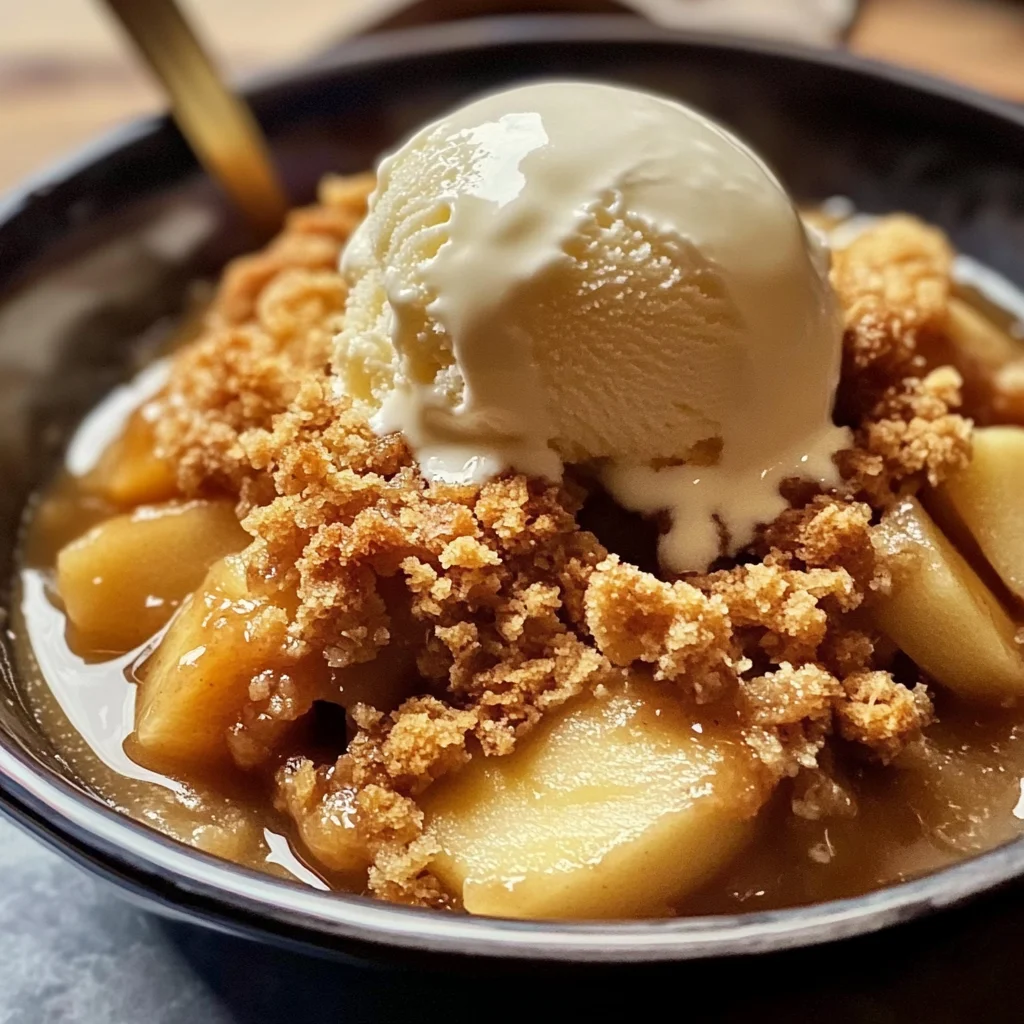 Bratapfel Apfel Crumble Mit Vanilleeis