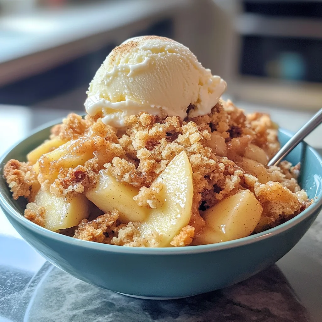 Bratapfel Apfel Crumble mit Vanilleeis