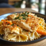Cheddar Havarti Hähnchen Bowtie Pasta Auflauf mit Karotten