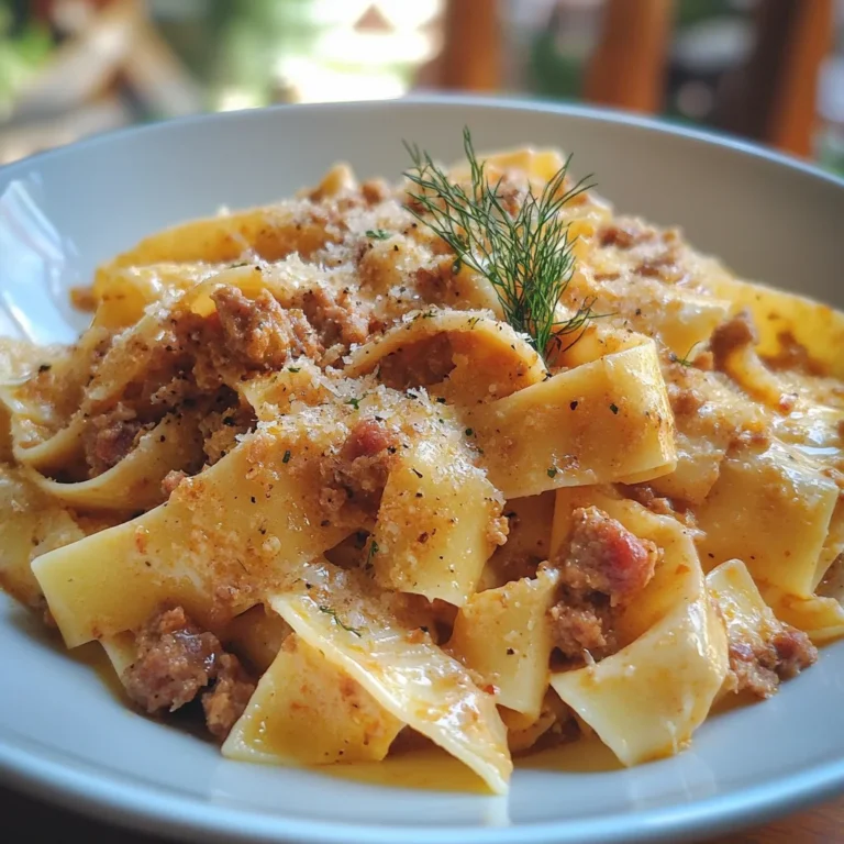 Cremige kalabrische Chili-Pappardelle mit Wurst und Fenchel