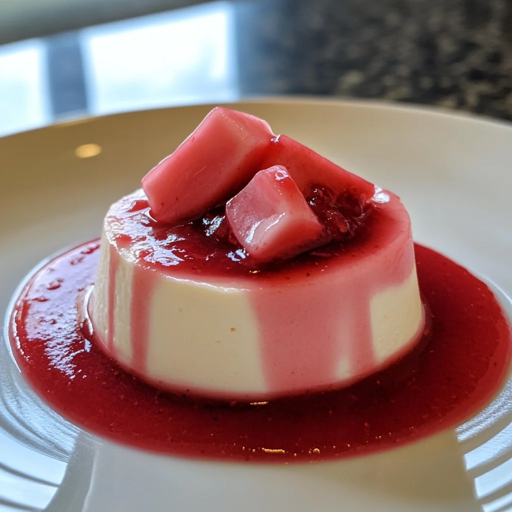 Rhabarber-Joghurt-Mousse mit Erdbeersauce