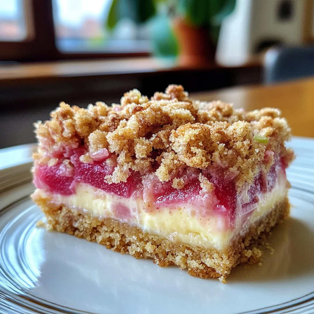 Rhabarber-Streuselkuchen mit Vanillepuddingfüllung