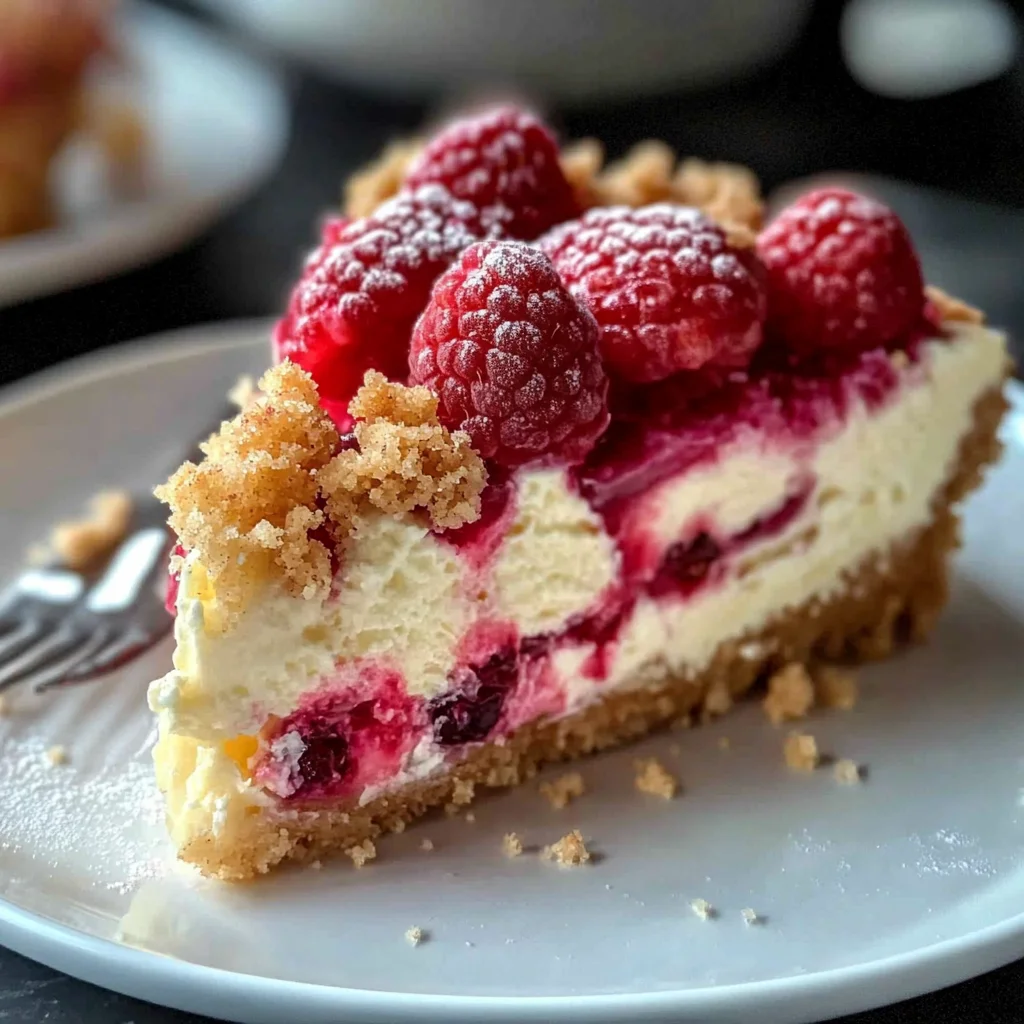 Vanille-Himbeer-Käsekuchen mit Streuseln