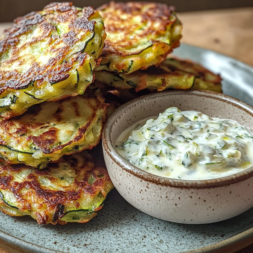 Zucchini Puffer mit Knoblauchdip